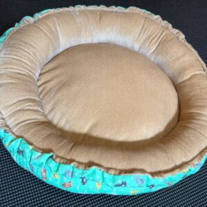 Brown and Green with Kitty Pattern Cat Bed