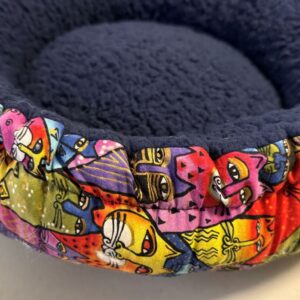 Blue Sherpa with Laurel Burch Cats Fabric