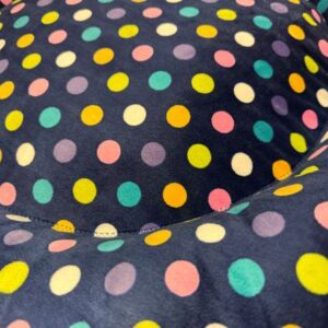 Blue Donut Style Cat Bed, Polka Dots & Cat Pattern