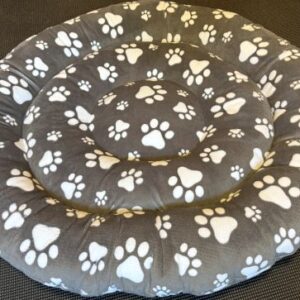 Gray with White Paw Prints Medium Dog Bed