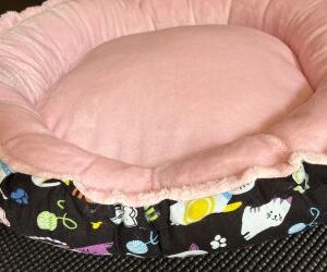 Pink & Black with Cute Cat/Meow Pattern Cat Bed