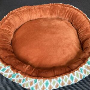 Rust/Orange & Green Pet Bed - cat or small dog